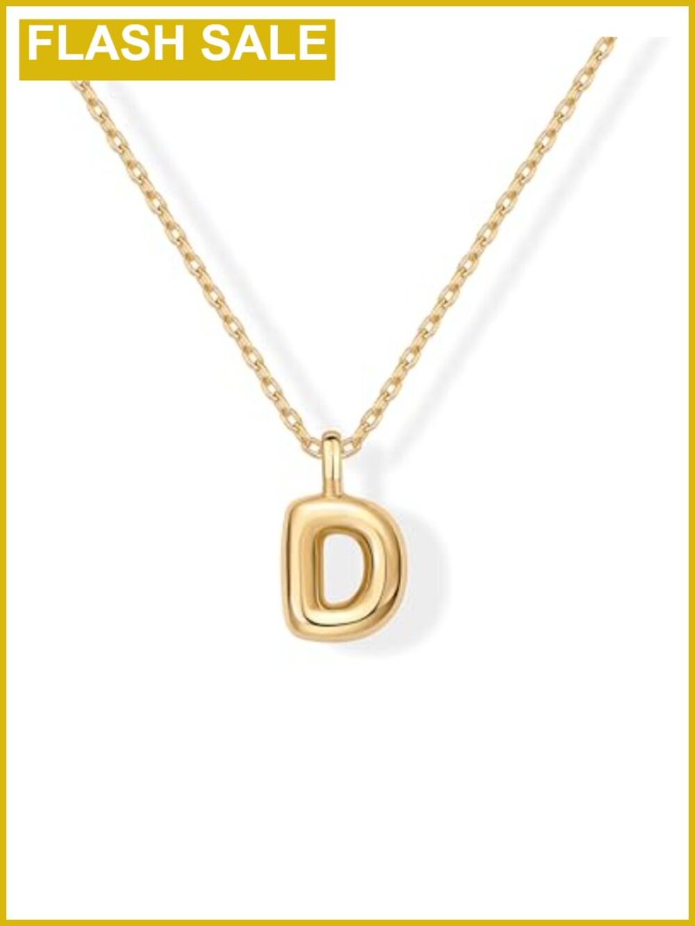 14K Gold Plated Bubble Initial D Pendant Necklace for Women